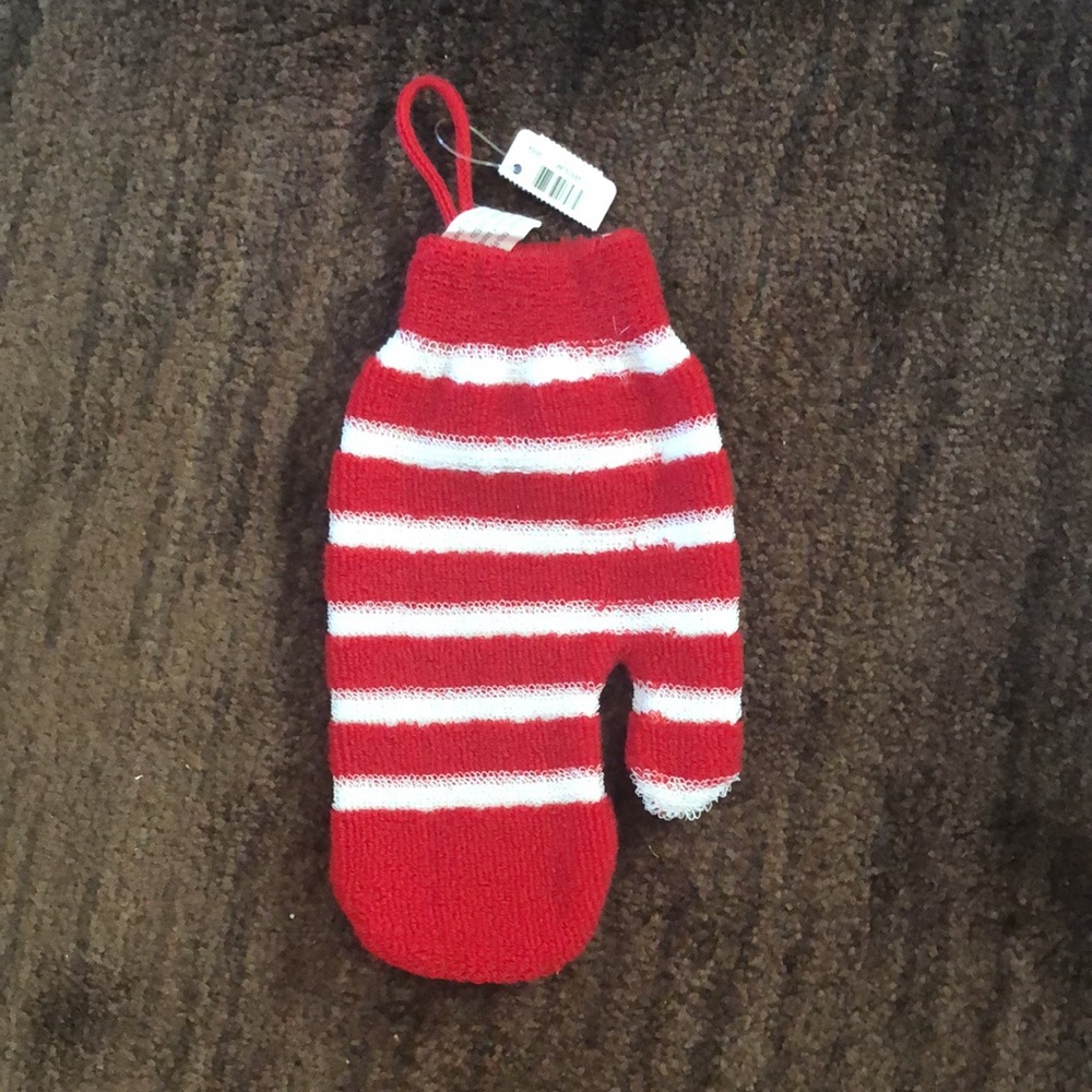 🌵3/$15 Red White stripped water shower bath scrubbing glove (see description)